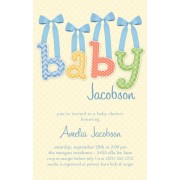 Baby Shower Invitations, Baby Bows Blue, Paper So Pretty